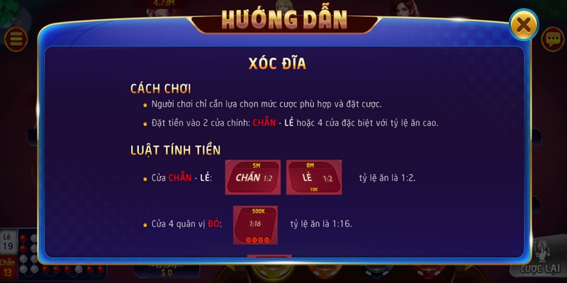 Quy định trả thưởng trong game xóc đĩa online